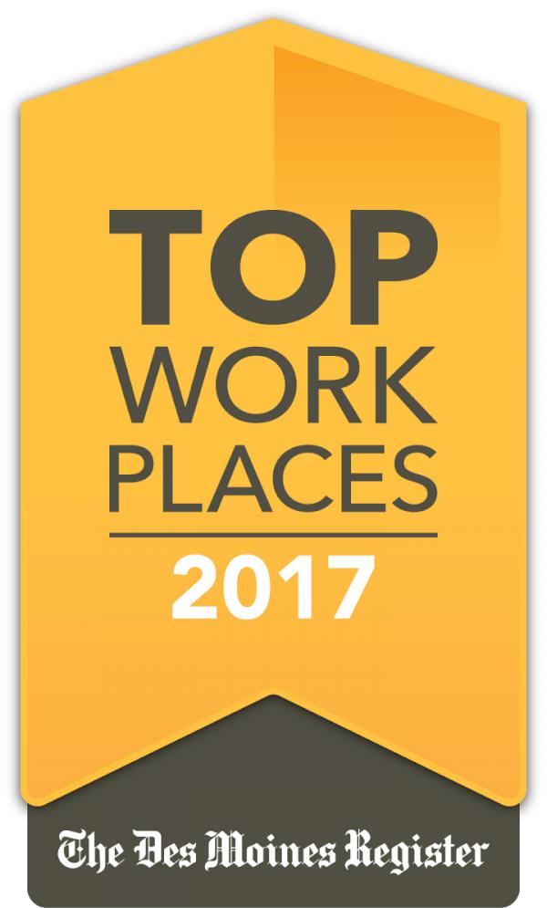 Baker Group awarded a 2017 Top Workplaces honor by The Des Moines Register.