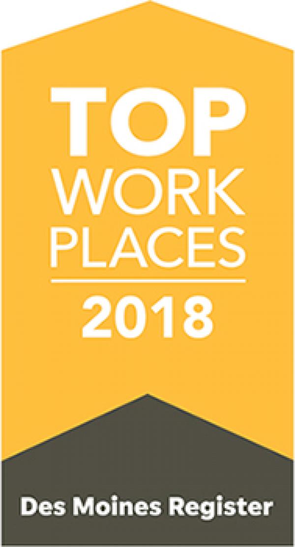THE DES MOINES REGISTER NAMES BAKER GROUP A WINNER OF THE STATE OF IOWA 2018 TOP WORKPLACES AWARD